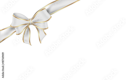 Weiß Schleife mit Naht. White satin ribbon and bow vector illustration.