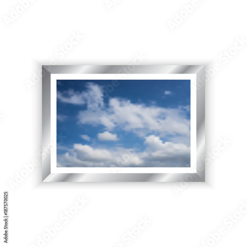 vector Chrome picture frame and blue sky image