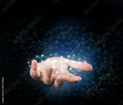   smart intangible digital graphic network technology on hand