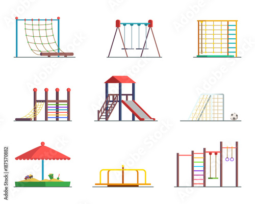Equipment of amusement park. Playground isolated on white background