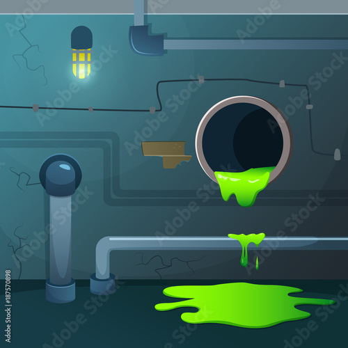 Old basement. Acid dripping from pipe. Game background