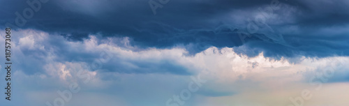 dark dramatic clouds. background panorama of a stormy sky