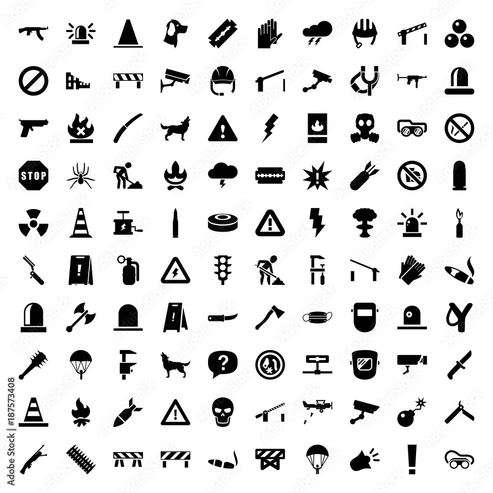 Danger icons. set of 100 editable filled danger icons Danger icons. set of 100 editable filled danger icons