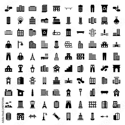 Urban icons. set of 100 editable filled urban icons