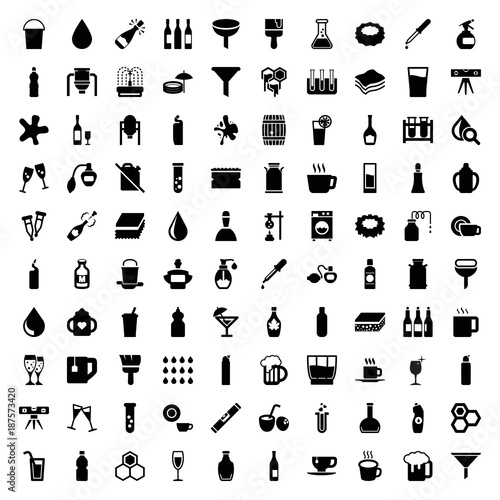Liquid icons. set of 100 editable filled liquid icons