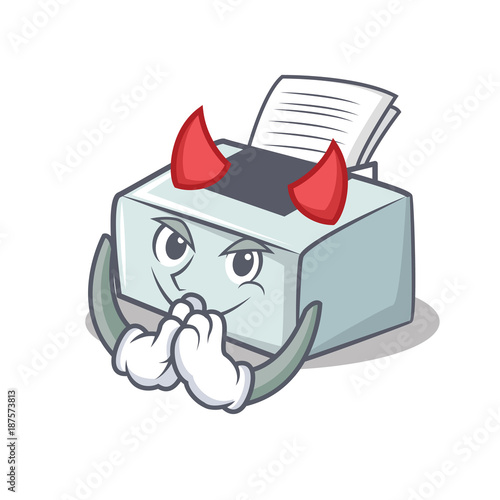 Devil printer mascot cartoon style
