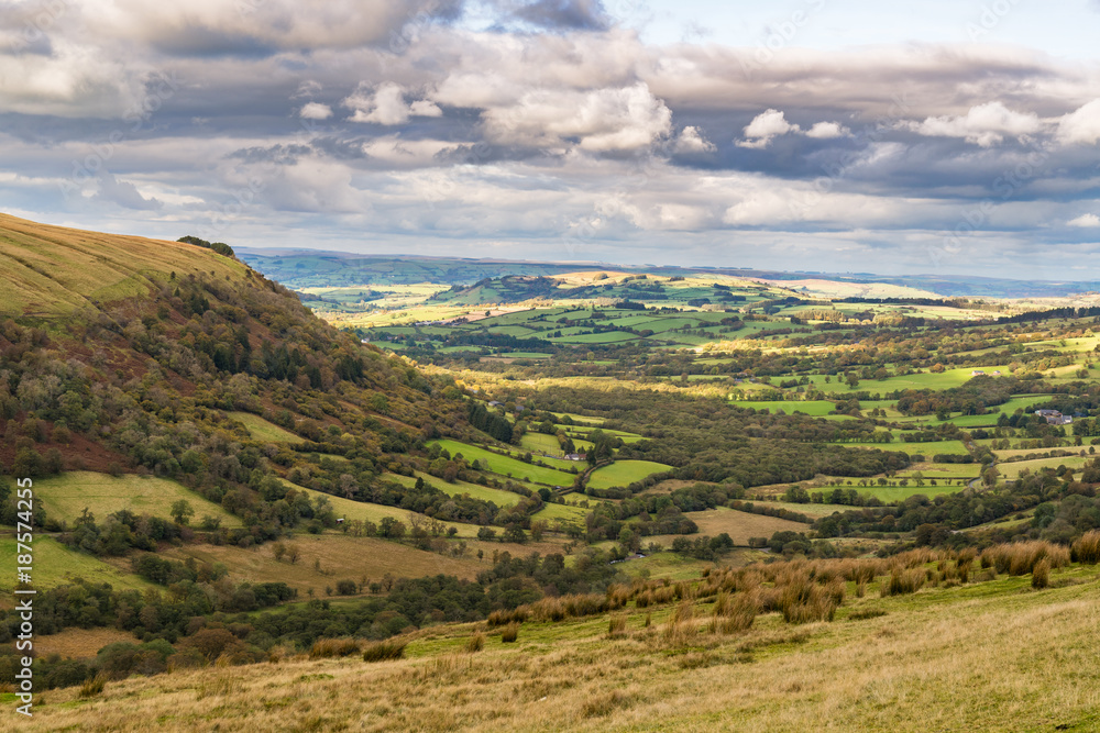 Landscape in the Brecon Beacons National Park seen from Sarn Helen near Ystradfellte in Powys, Wales, UK Landscape in the Brecon Beacons National Park seen from Sarn Helen near Ystradfellte in Powys, Wales, UK