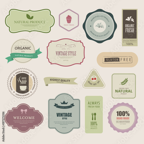 set of natural label and organic banner.vintage labels and badges design.