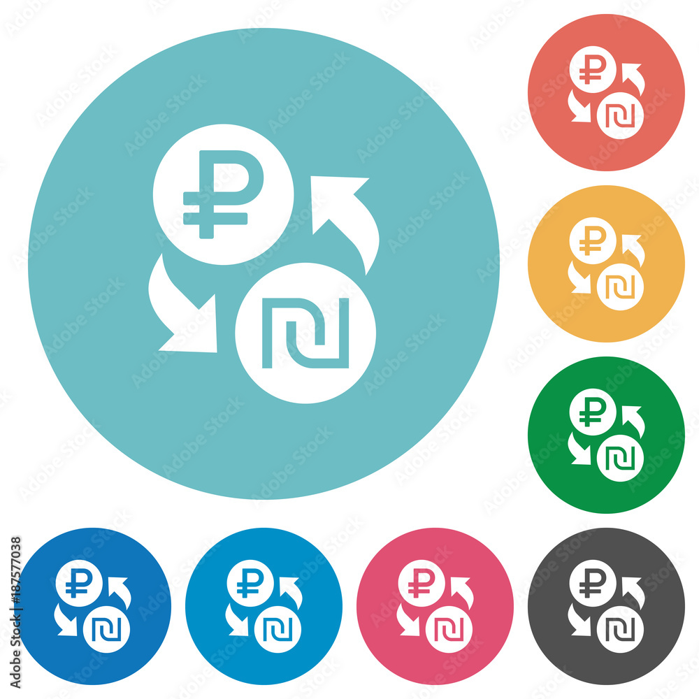 Ruble Shekel money exchange flat round icons Ruble Shekel money exchange flat round icons