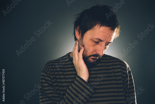 Depressed suicidal man thinking