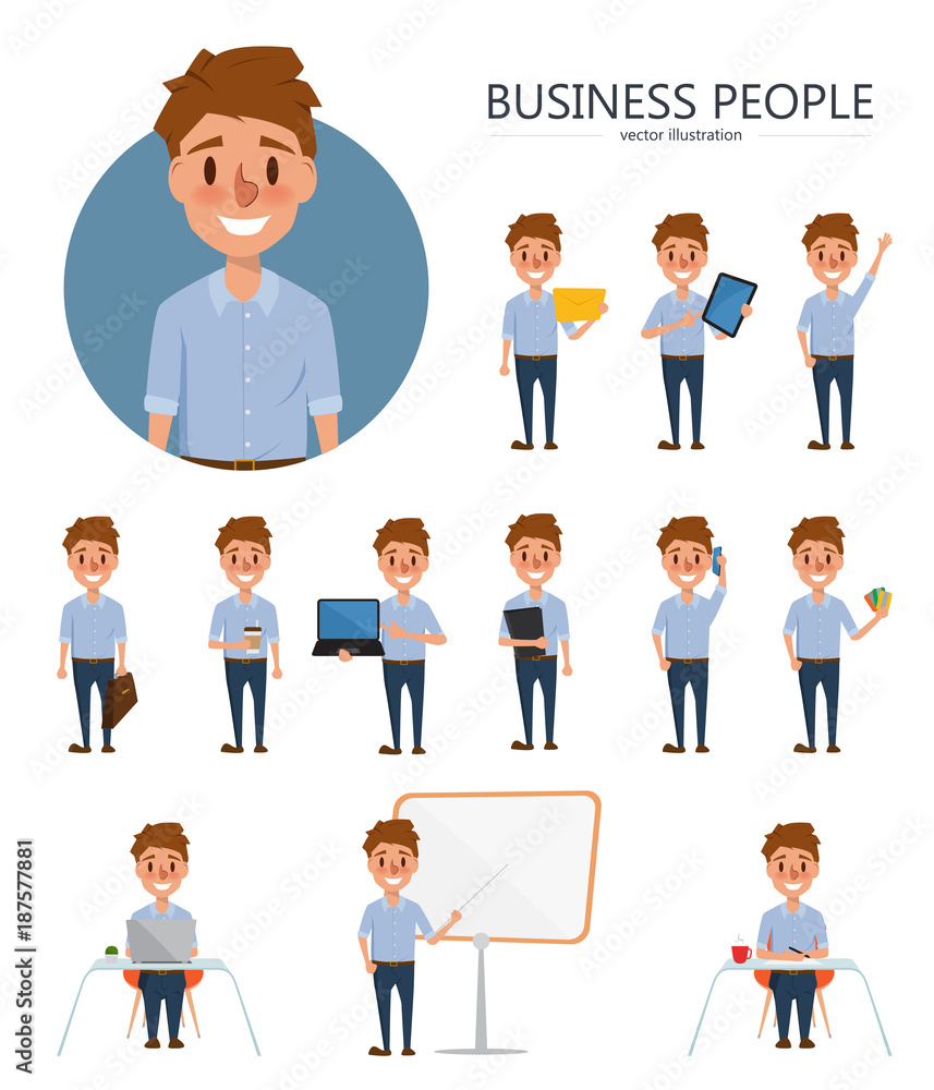 Set of Businessman character design. Cartoon vector in job. Set of Businessman character design. Cartoon vector in job.