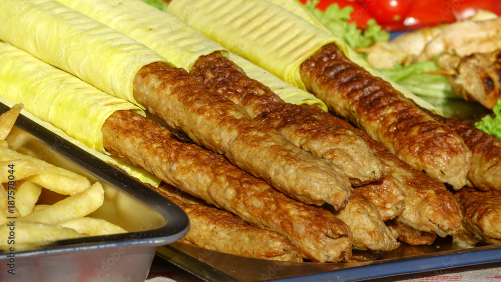 Grilled sausages on the home Grilled sausages on the home