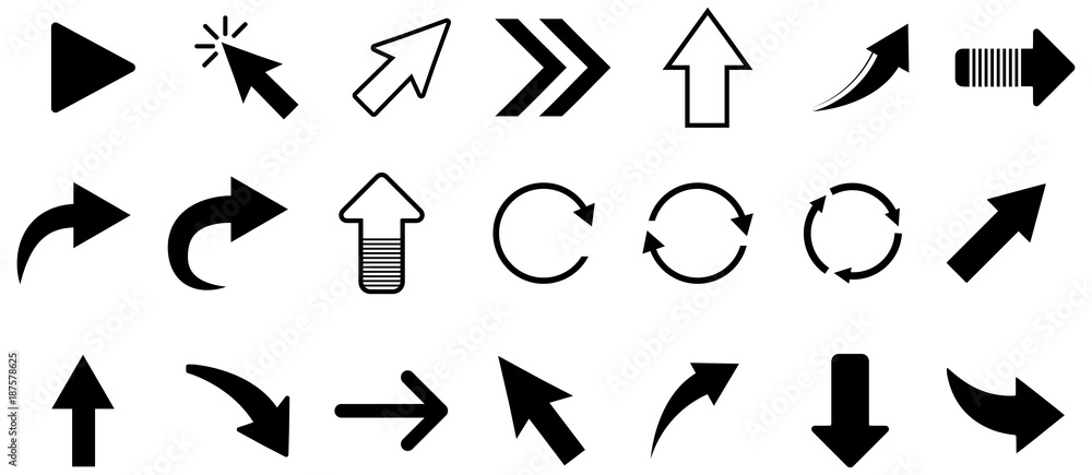 Black arrow vector icon pack Stock-Vektorgrafik | Adobe Stock