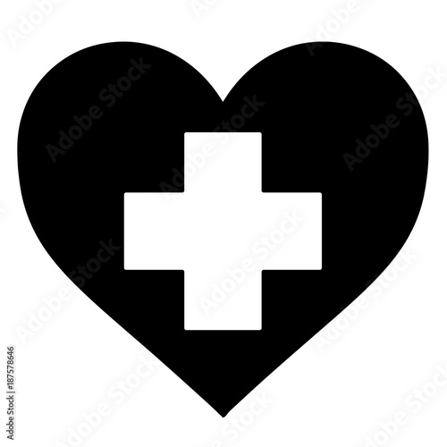 Medical heart black vector icon