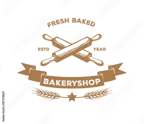 vintage bakery pastry logo design set
