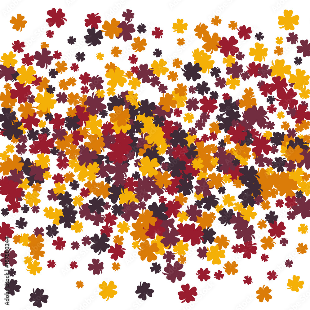 Vector Confetti Background Pattern. Element of design. Clover leaves on a white background Vector Confetti Background Pattern. Element of design. Clover leaves on a white background