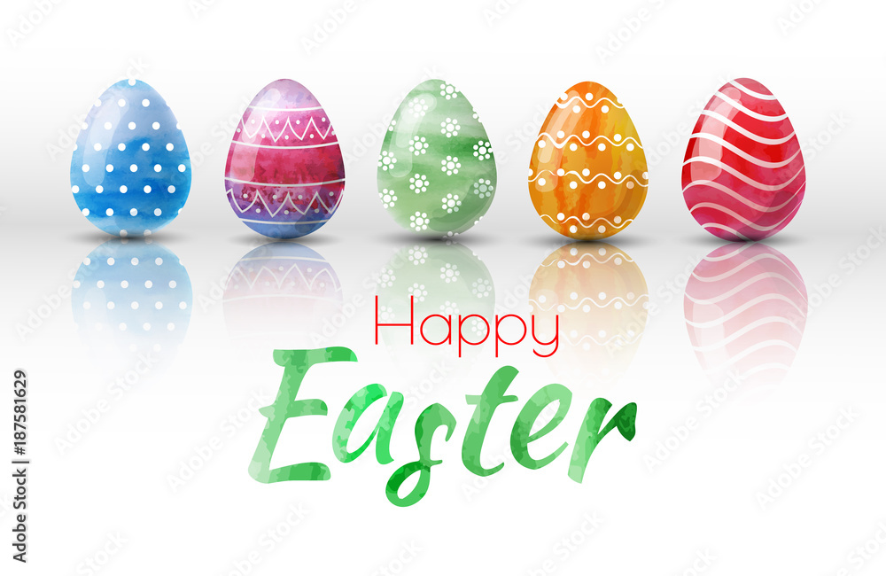 Happy Easter. A congratulatory easter background with multi-colored eggs. Happy Easter. A congratulatory easter background with multi-colored eggs.