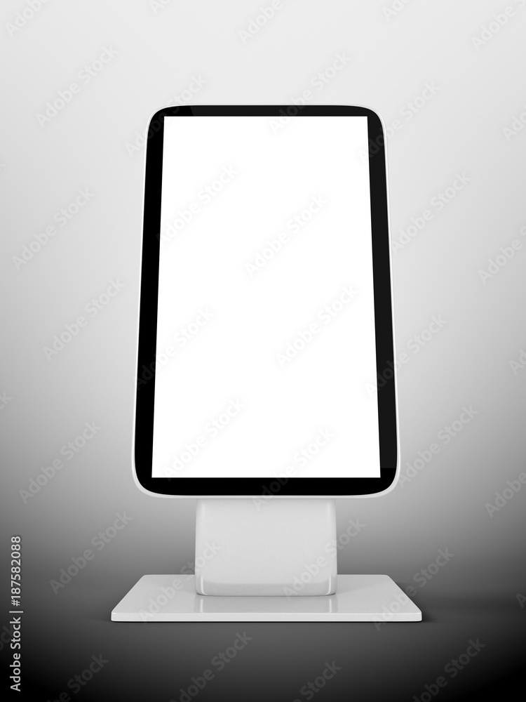 Outdoor Advertising Stand Display (empty banner lightbox) - mockup template on gray background. 3D rendering Outdoor Advertising Stand Display (empty banner lightbox) - mockup template on gray background. 3D rendering