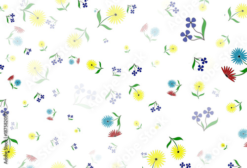 иллюстрация с рисунком разноцветных цветов на белом фоне 