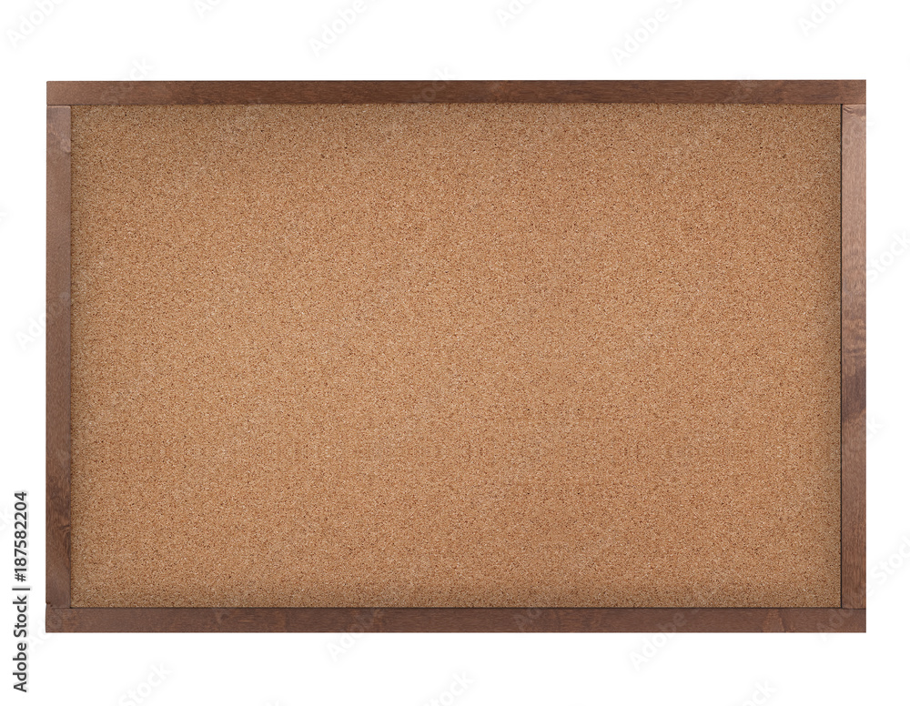 Fototapeta premium Empty corkboard (cork board) in frame isolated on white