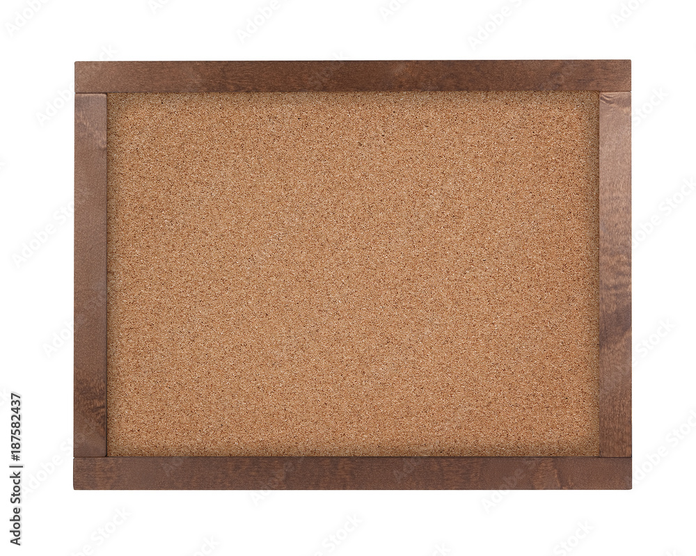Fototapeta premium Empty corkboard (cork board) in frame isolated on white