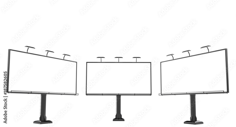 3D rendering of blank billboard (empty advertisement) isolated on white background - mock up template 3D rendering of blank billboard (empty advertisement) isolated on white background - mock up template