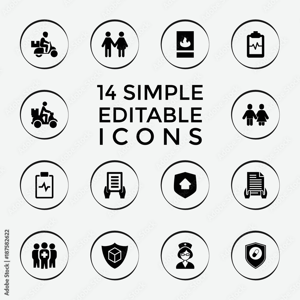 Set of 14 insurance filled icons Set of 14 insurance filled icons