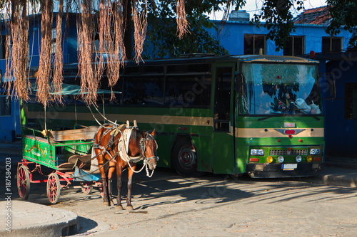 Old and new means of transport in Cienfuegos in Cuba 