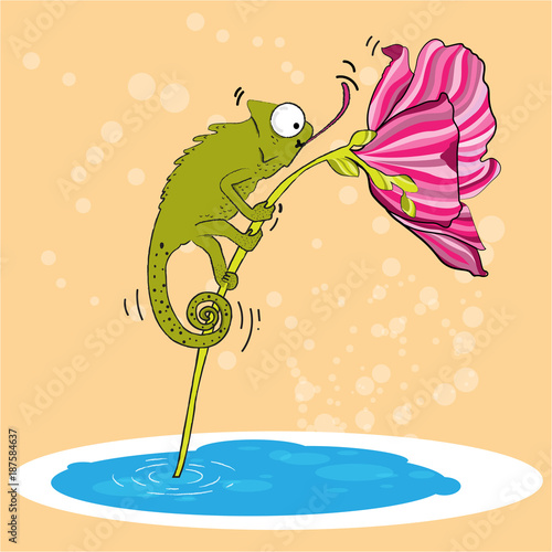 Green Chameleon Cartoon illustration vector  for book