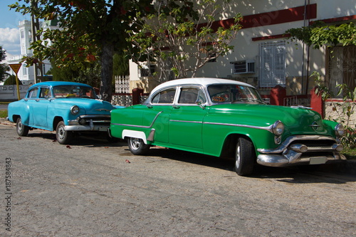 Old cars in Cienfuegos in Cuba
