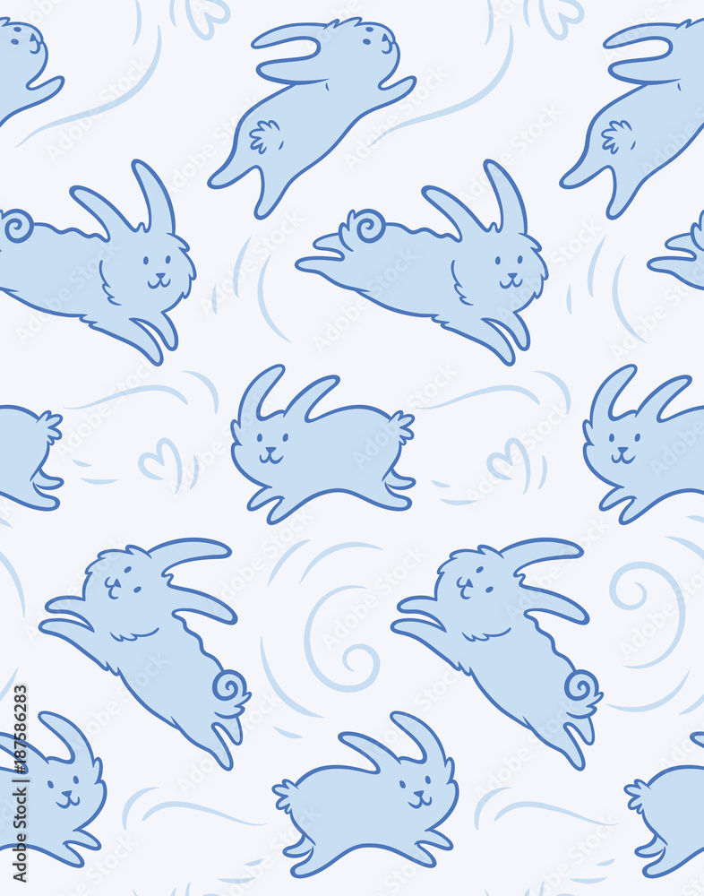 Naklejka premium Seamless pattern with cute rabbits shapes