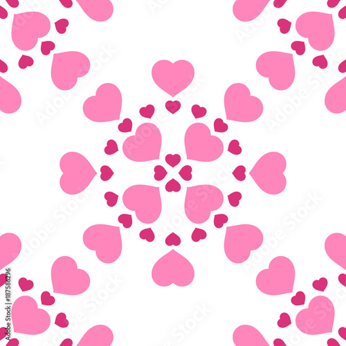 Vector illustration with pink hearts. Seamless pattern for Valentine's Day. Romantic background.