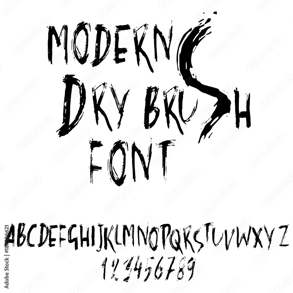 Handdrawn dry brush font. Modern brush lettering. Grunge style alphabet. Vector illustration. Handdrawn dry brush font. Modern brush lettering. Grunge style alphabet. Vector illustration.