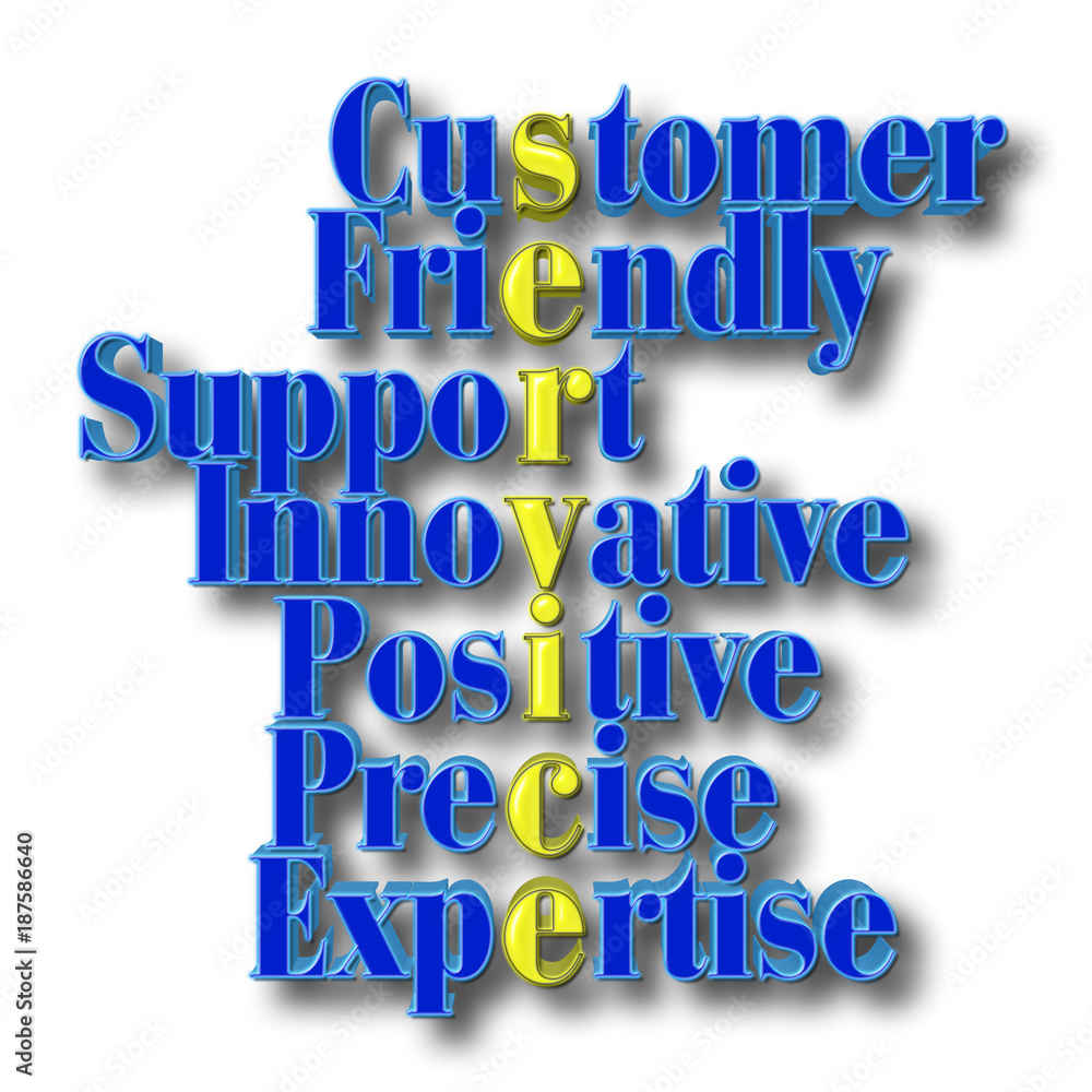 Stock Illustration - Customer Service Sign, 3D Illustration, Isolated Against the White Background.