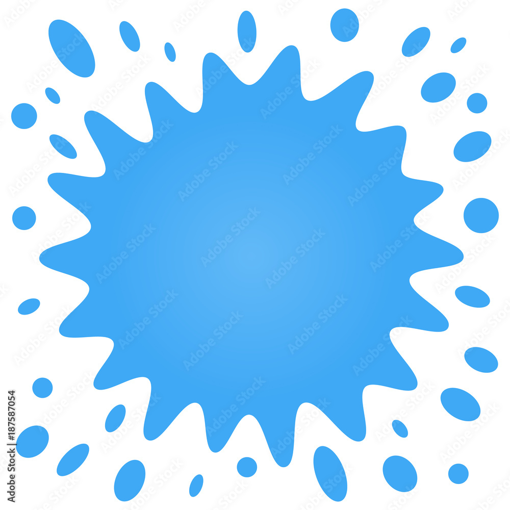 Big blue splash with lots of small splashes on a white background. Vector illustration
Big blue splash with lots of small splashes on a white background. Vector illustration
