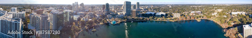 ORLANDO, FL - FEBRUARY 2016: Panoramic aerial view of city skyline at sunset. Orlando is a famous destination in Florida © jovannig