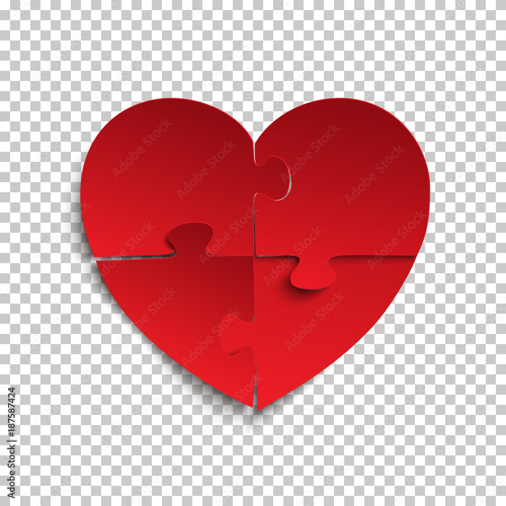 Jigsaw puzzle pieces in form of red heart. Jigsaw puzzle pieces in form of red heart.