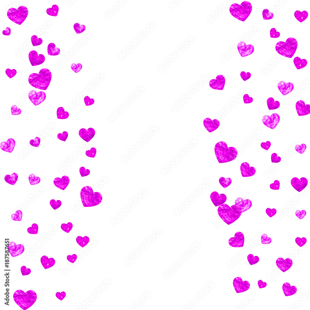 Valentines day heart with pink glitter sparkles. February 14th day. Vector confetti for valentines day heart template. Grunge hand drawn texture. Love theme for flyer, special business offer, promo. Valentines day heart with pink glitter sparkles. February 14th day. Vector confetti for valentines day heart template. Grunge hand drawn texture. Love theme for flyer, special business offer, promo.