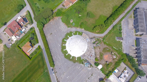 Aerial view of circular sport game stadium