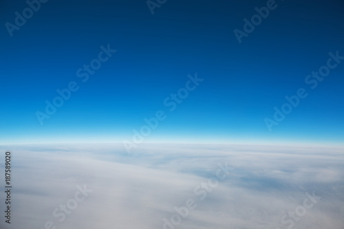 Flying above the clouds. view from the airplane