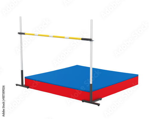 High Jump Landing Mat and Bar Isolated