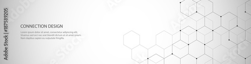 Vector banner design, global connection with lines and dots. Digital geometric abstract background.