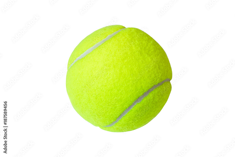 Tennis ball isolated on white background. Marco, close up.