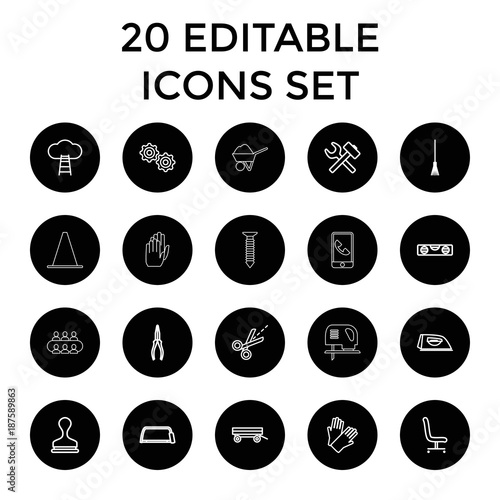 Work icons. set of 20 editable outline work icons