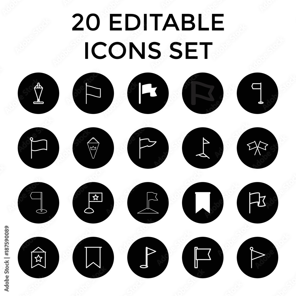 Pennant icons. set of 20 editable outline pennant icons Pennant icons. set of 20 editable outline pennant icons