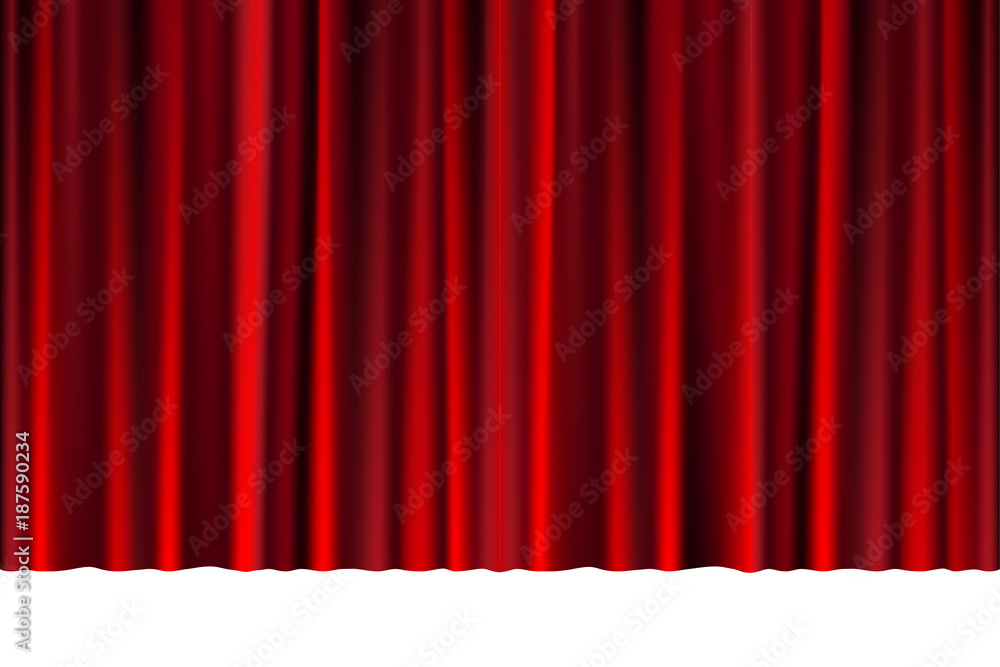 Red closed curtain in a theater or ceremony for your design. Draped Theatrical scene isolated on white. vector illustration. Red closed curtain in a theater or ceremony for your design. Draped Theatrical scene isolated on white. vector illustration.