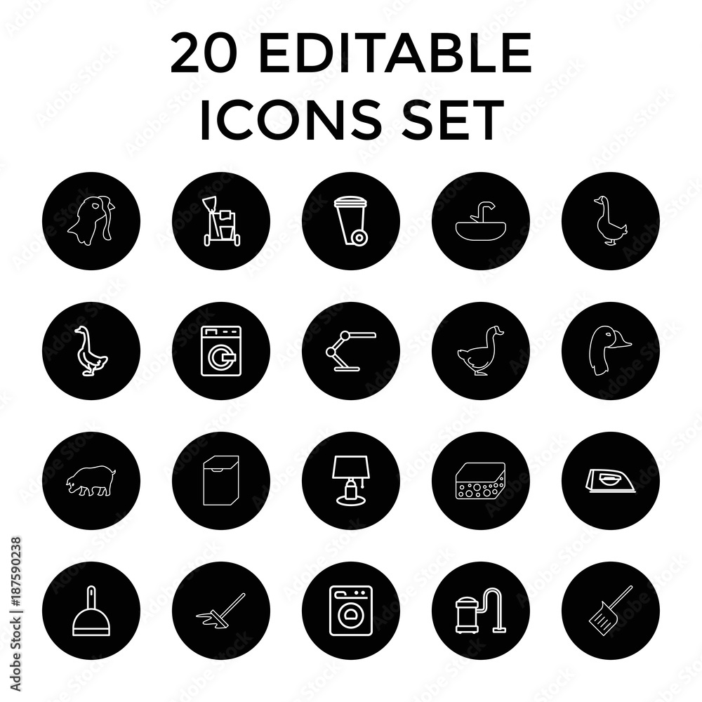 Domestic icons. set of 20 editable outline domestic icons Domestic icons. set of 20 editable outline domestic icons