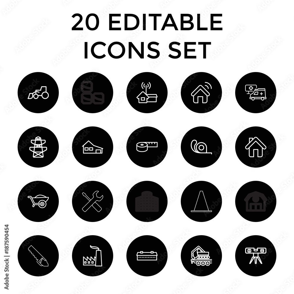 Construction icons. set of 20 editable outline construction icons Construction icons. set of 20 editable outline construction icons