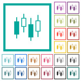 Candlestick chart flat color icons with quadrant frames