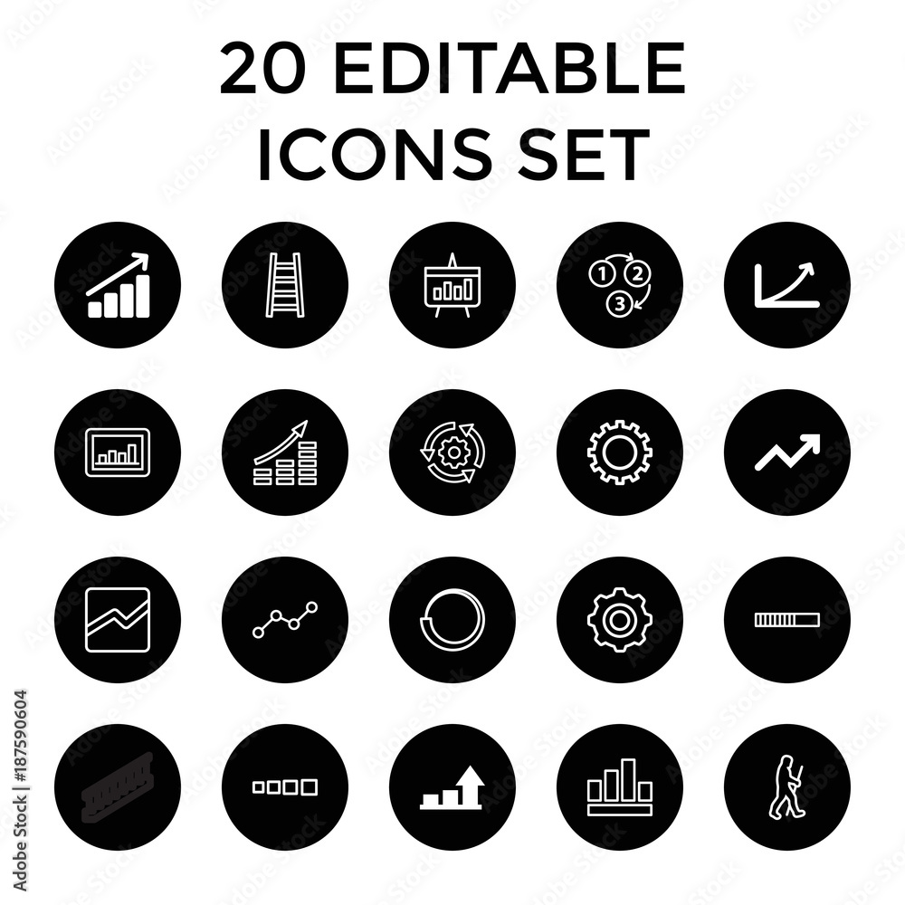 Progress icons. set of 20 editable outline progress icons Progress icons. set of 20 editable outline progress icons